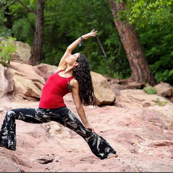 The Om Collection | Isabel Pant Crystal Tie Dye Bell Bottom Yoga Pants Size L - Picture 14 of 14